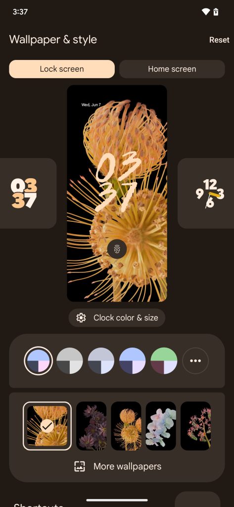 Android 14 lockscreen clocks