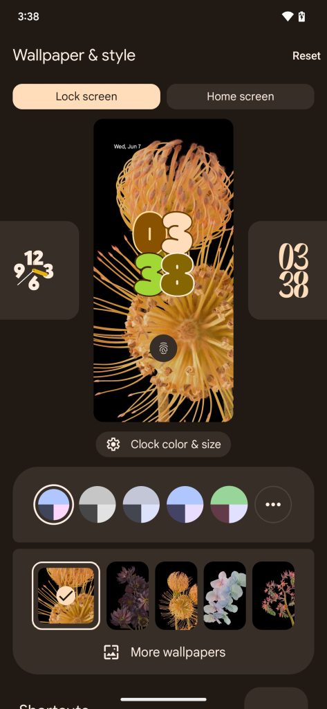 Android 14 lockscreen clocks