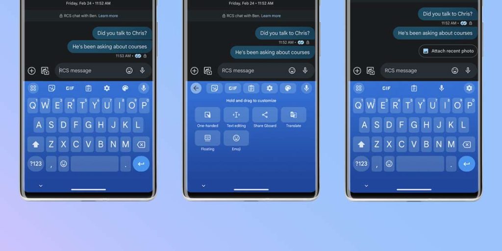 gboard toolbar customize shortcuts