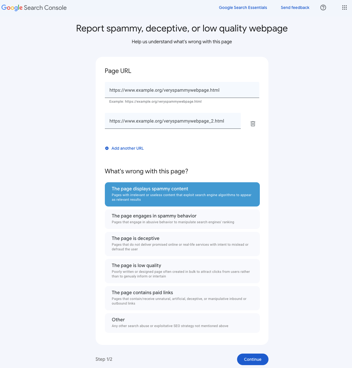 Google report spam
