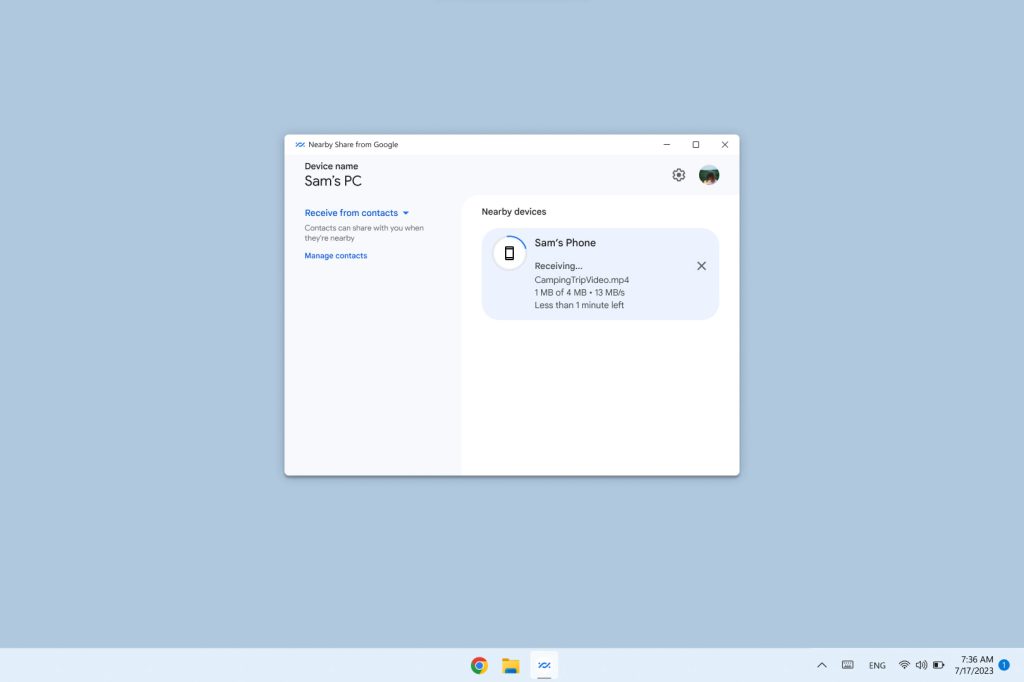 Nearby Share Windows launch