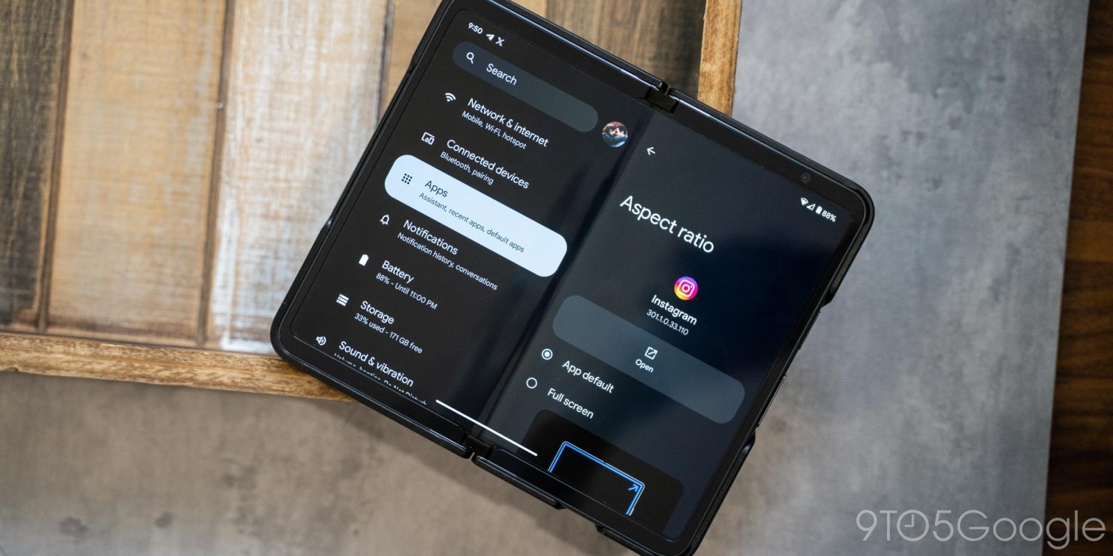 pixel fold aspect ratio settings