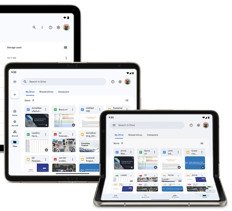Google Drive tablet website