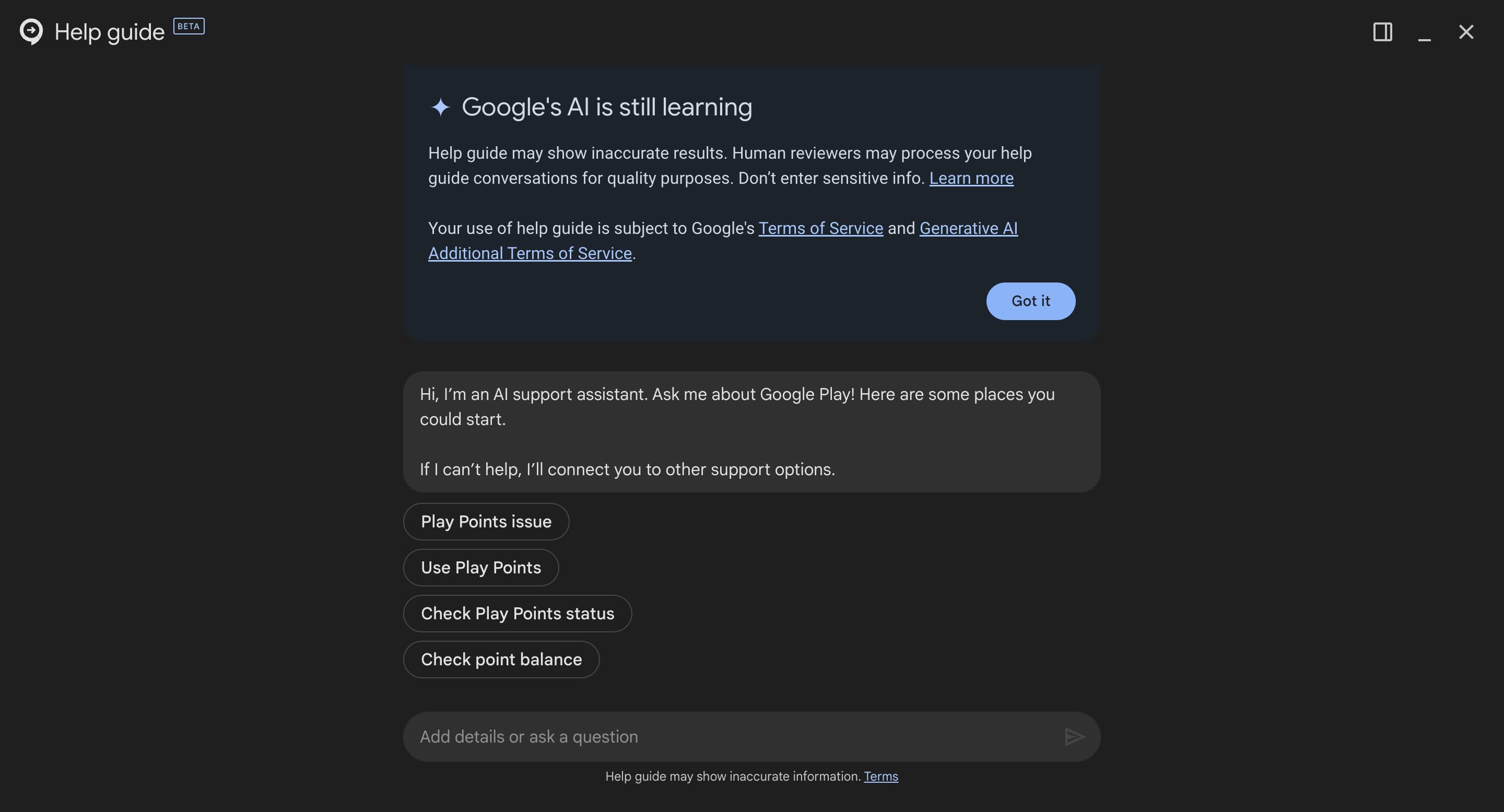 Google AI support assistant