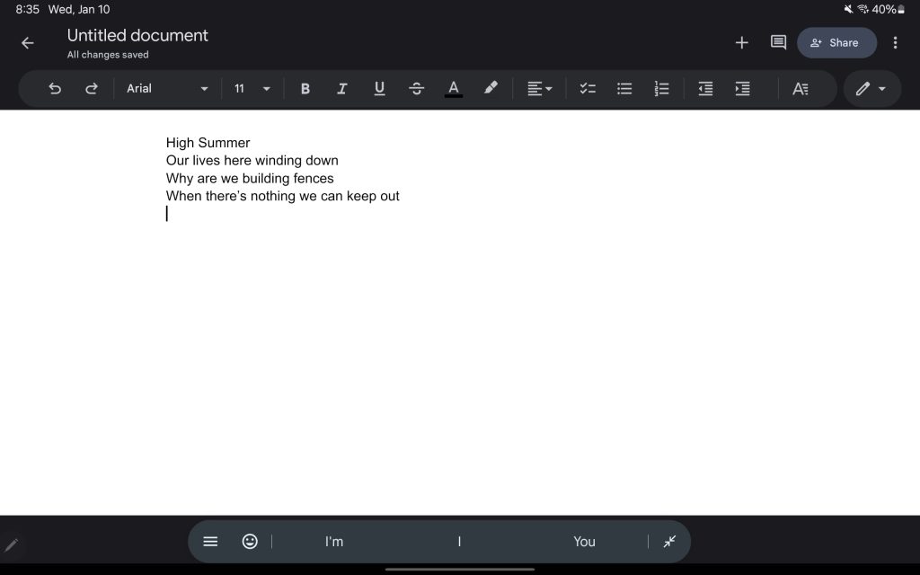 Gboard physical keyboard toolbar