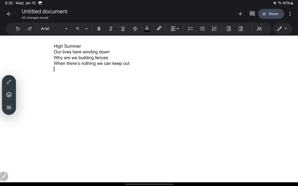 Gboard physical keyboard toolbar