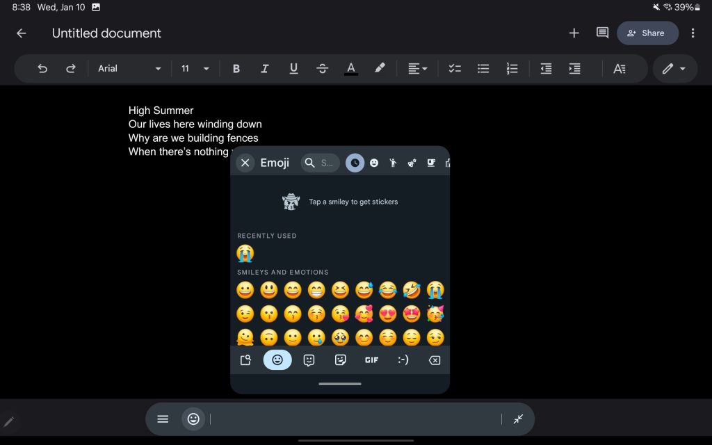 Gboard physical keyboard toolbar