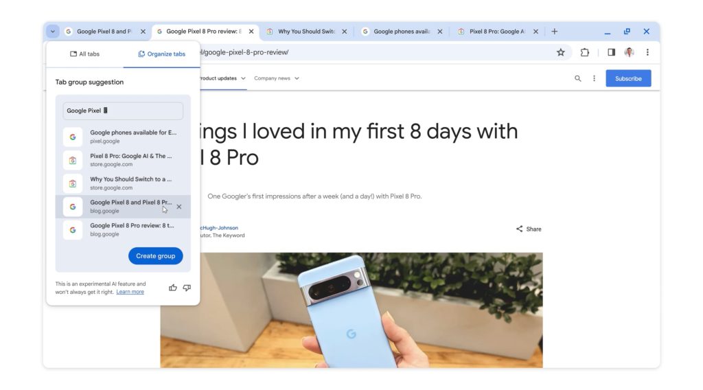 Chrome 121 AI