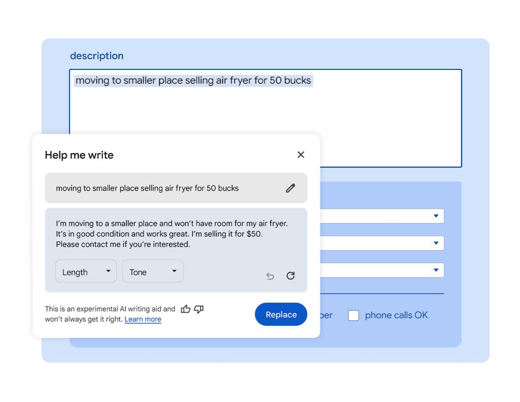 Chrome Help me write