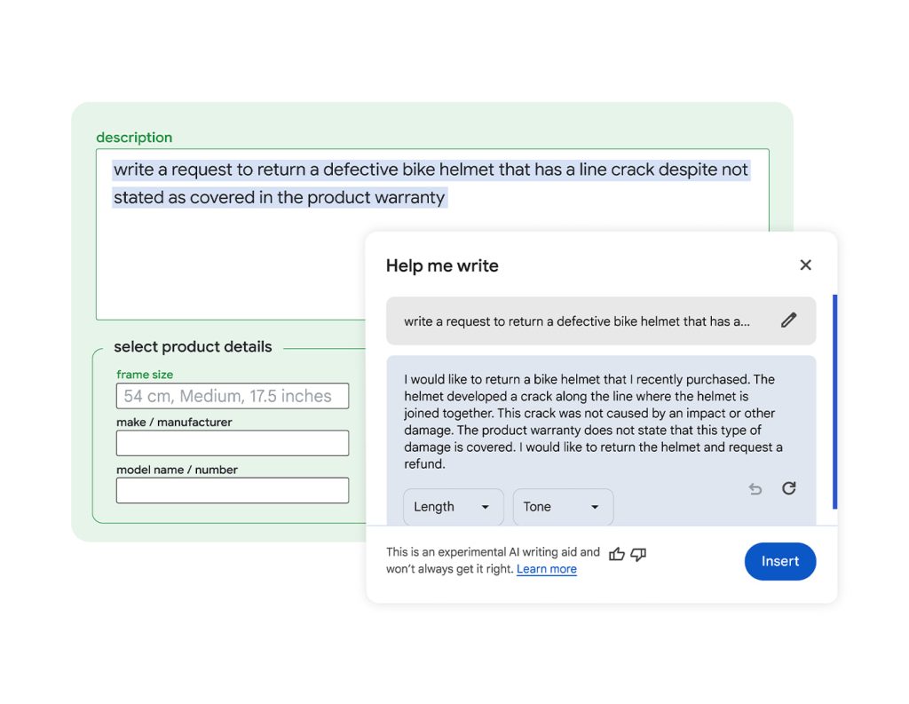 Chrome Help me write