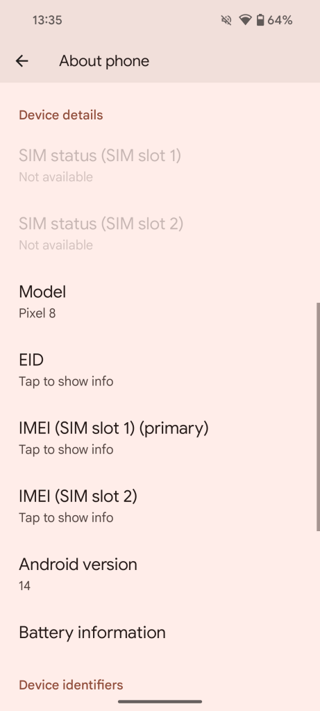 pixel battery information