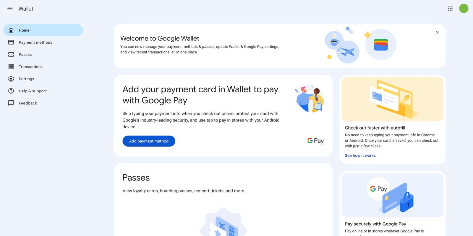 Google Wallet website