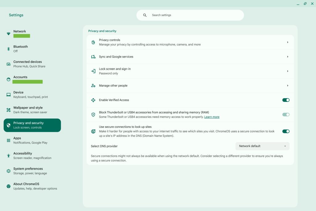ChromeOS Material You Settings redesign