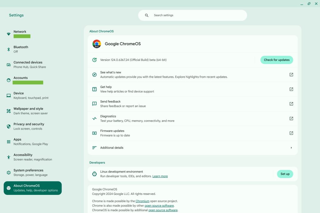 ChromeOS Material You Settings redesign