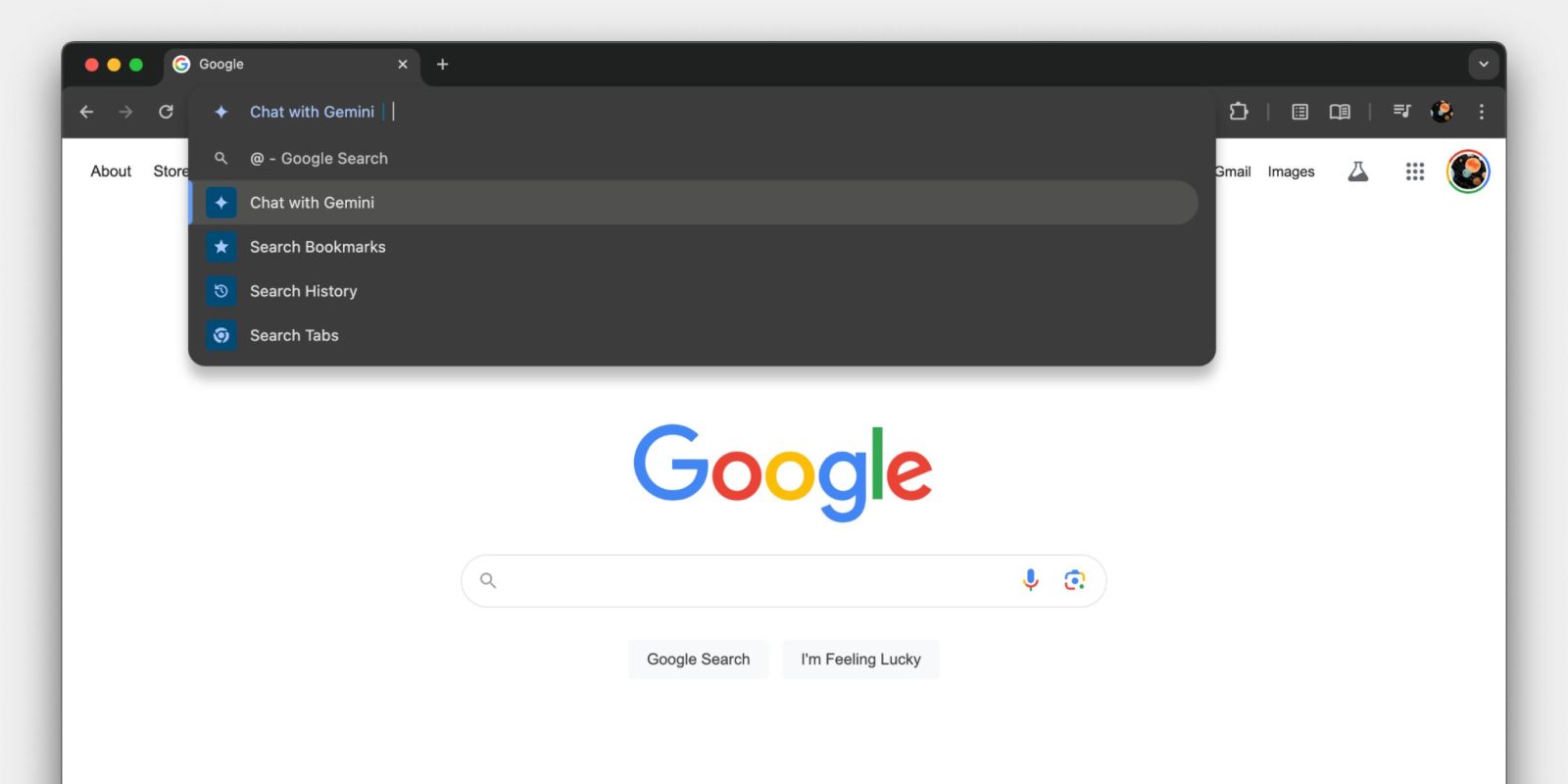 Gemini Chrome address bar