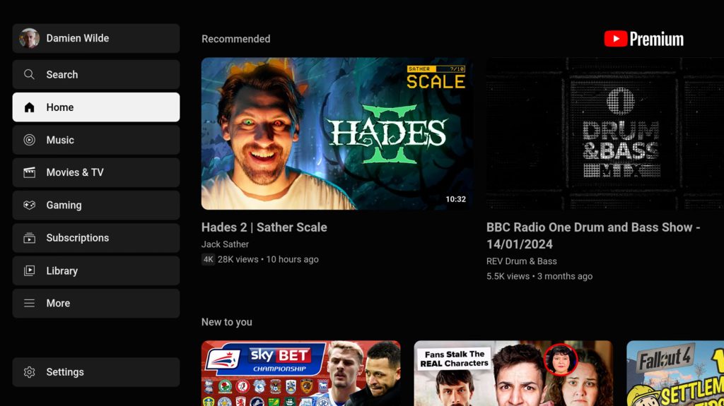 youtube android tv sidebar animation