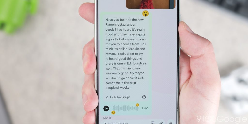 Google Messages voice transcription