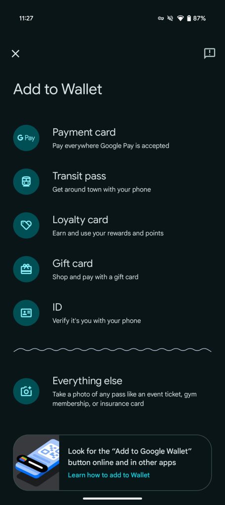 Google Wallet passport ID