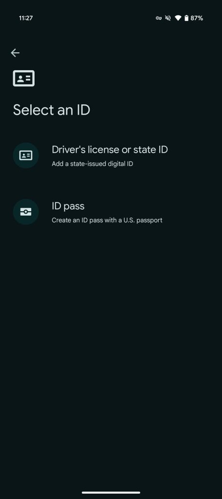 Google Wallet passport ID