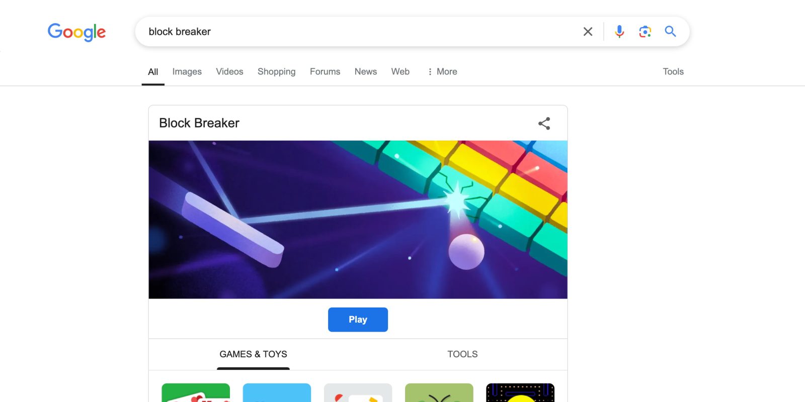 Google Block Breaker