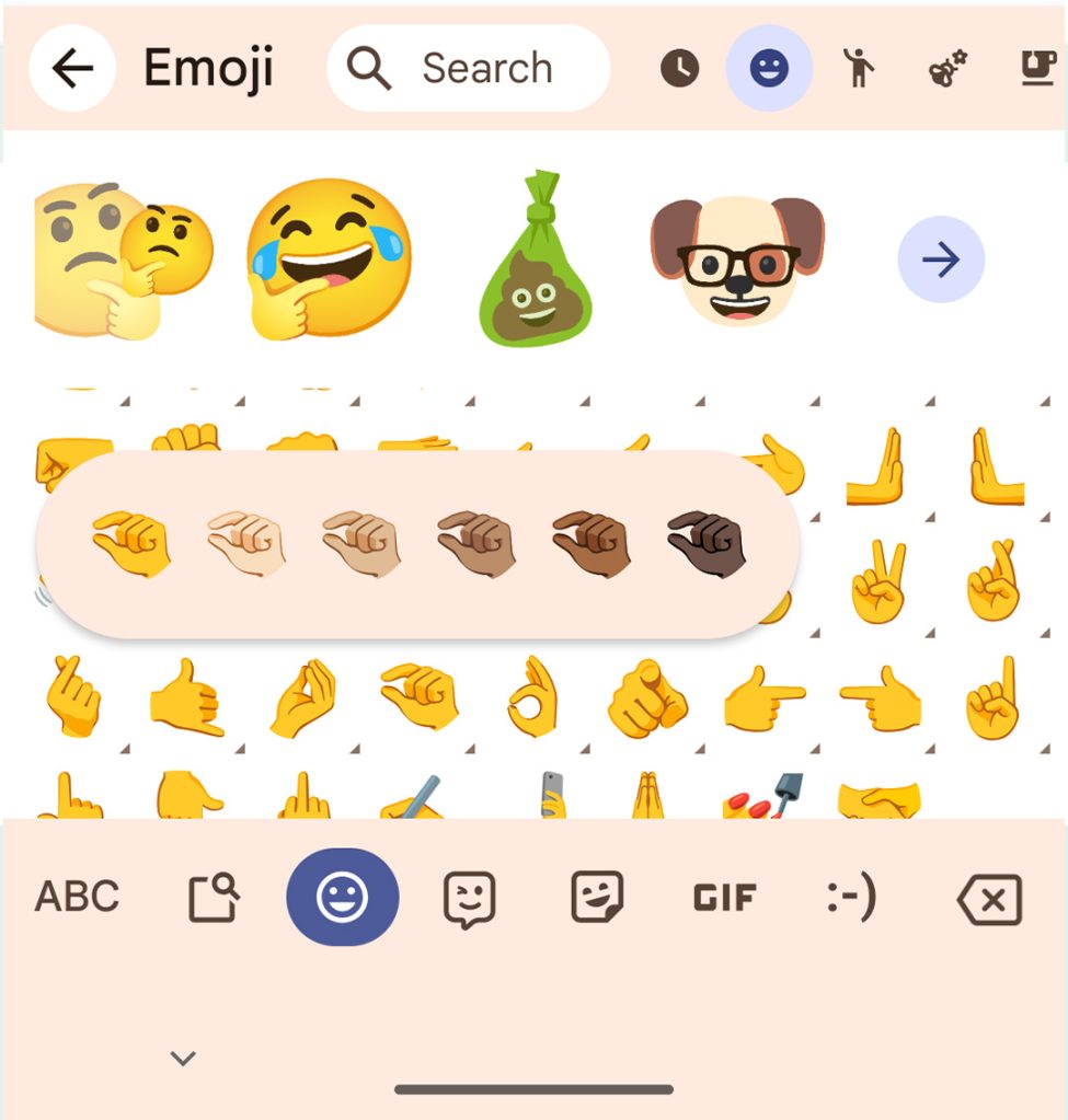 gboard hand emoji
