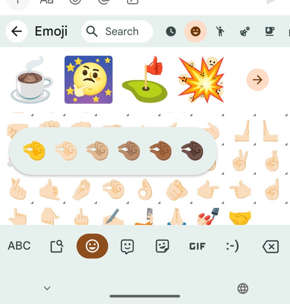 gboard hand emoji