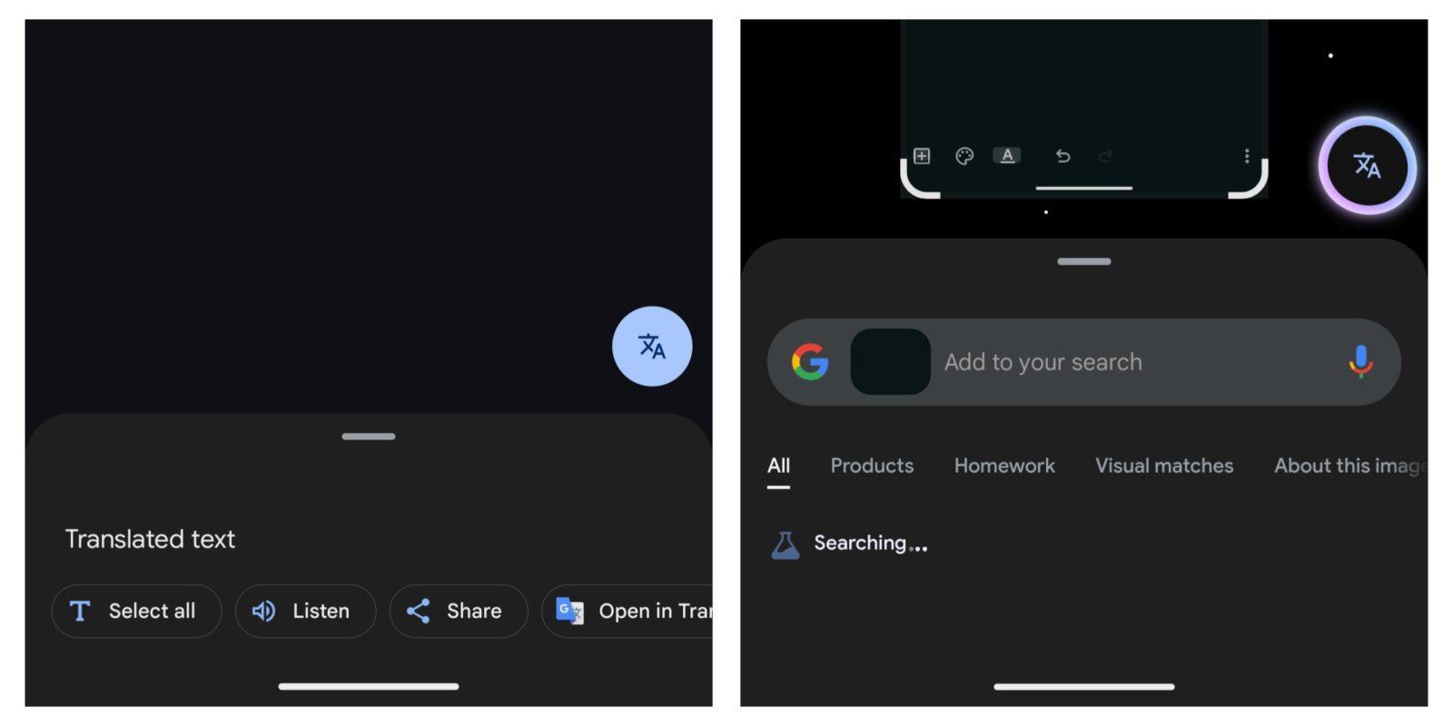 Google Lens Translate button