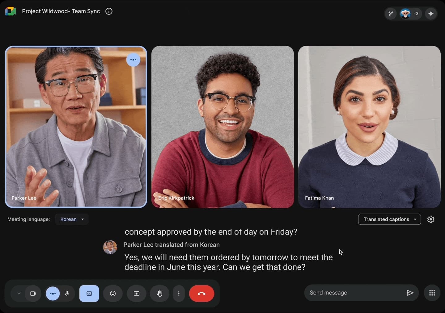 Google Meet captions history