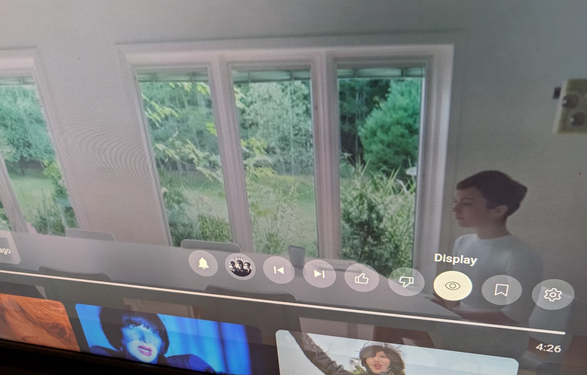 YouTube TVs Display music