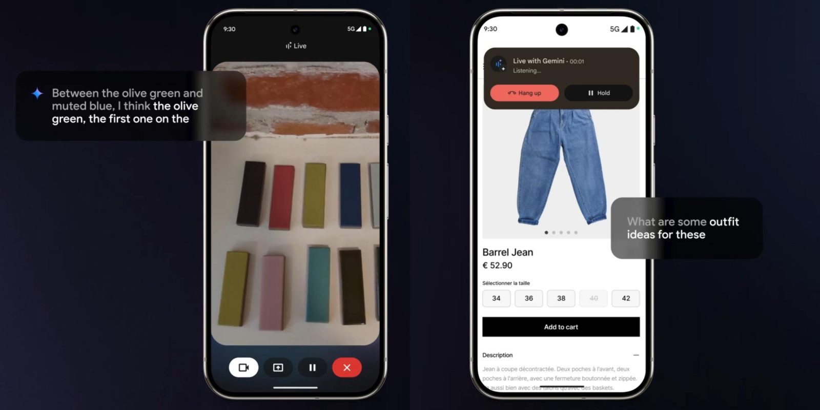 Gemini Live video screen