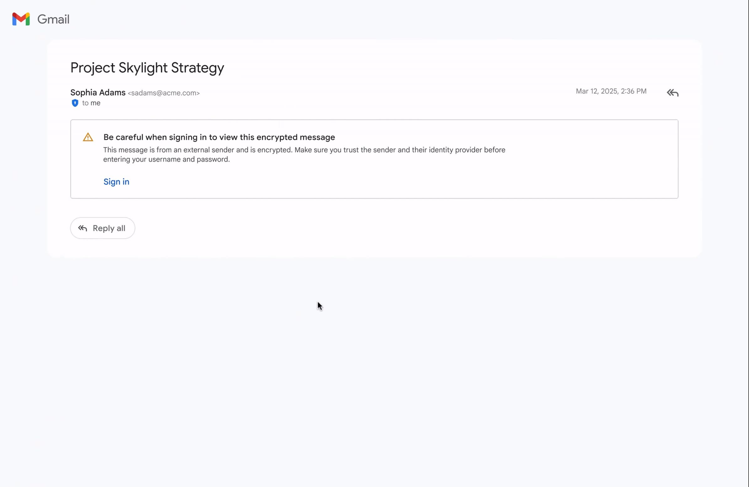 Gmail E2E encrypted email