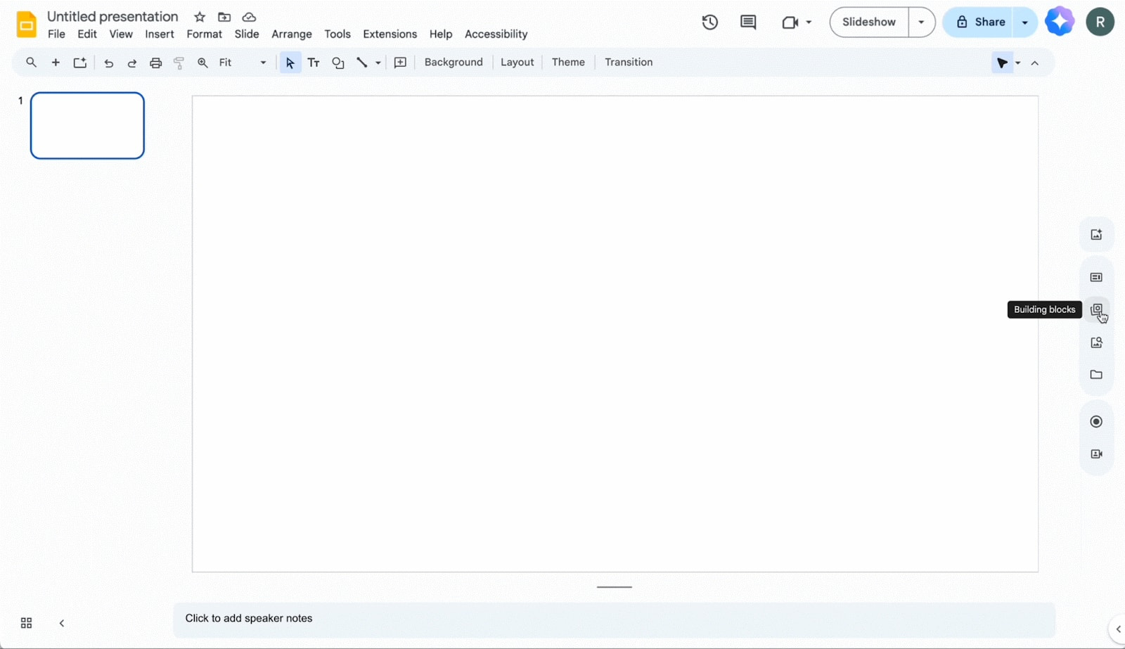 Google Slides sidebar