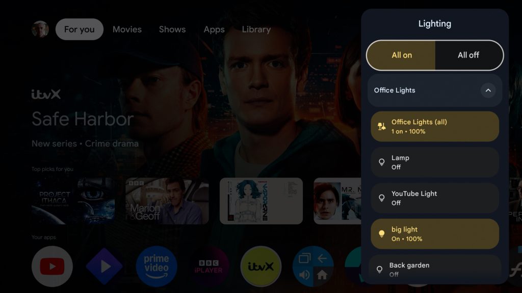 chromecast home panel