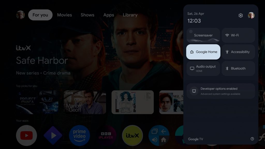 chromecast home panel