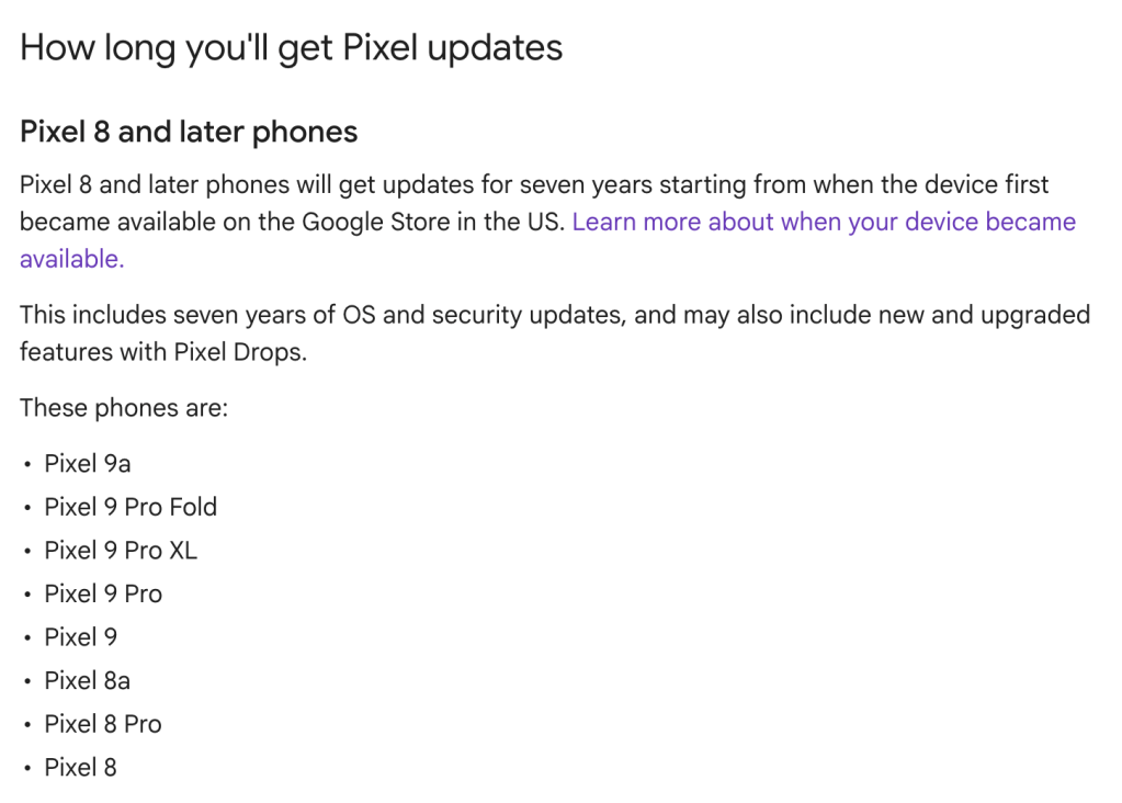 pixel support date