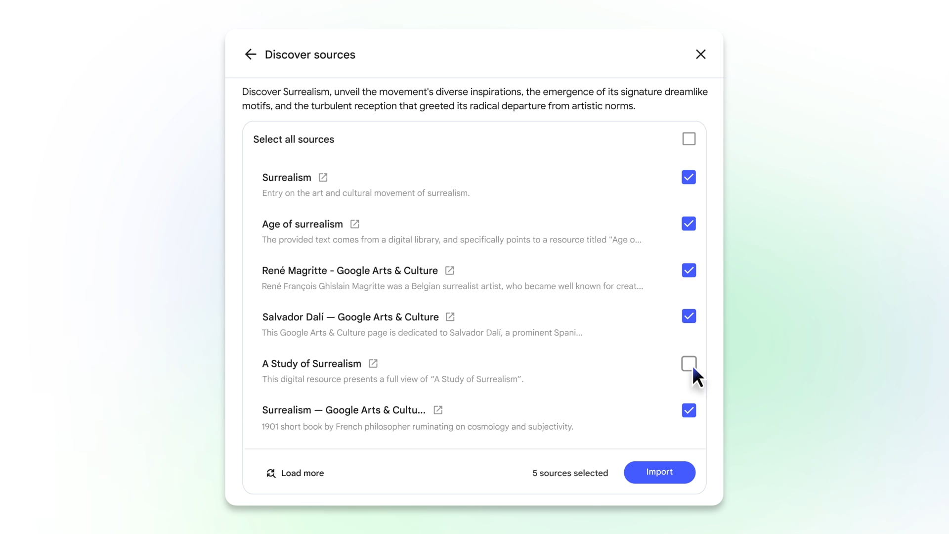NotebookLM Discover sources