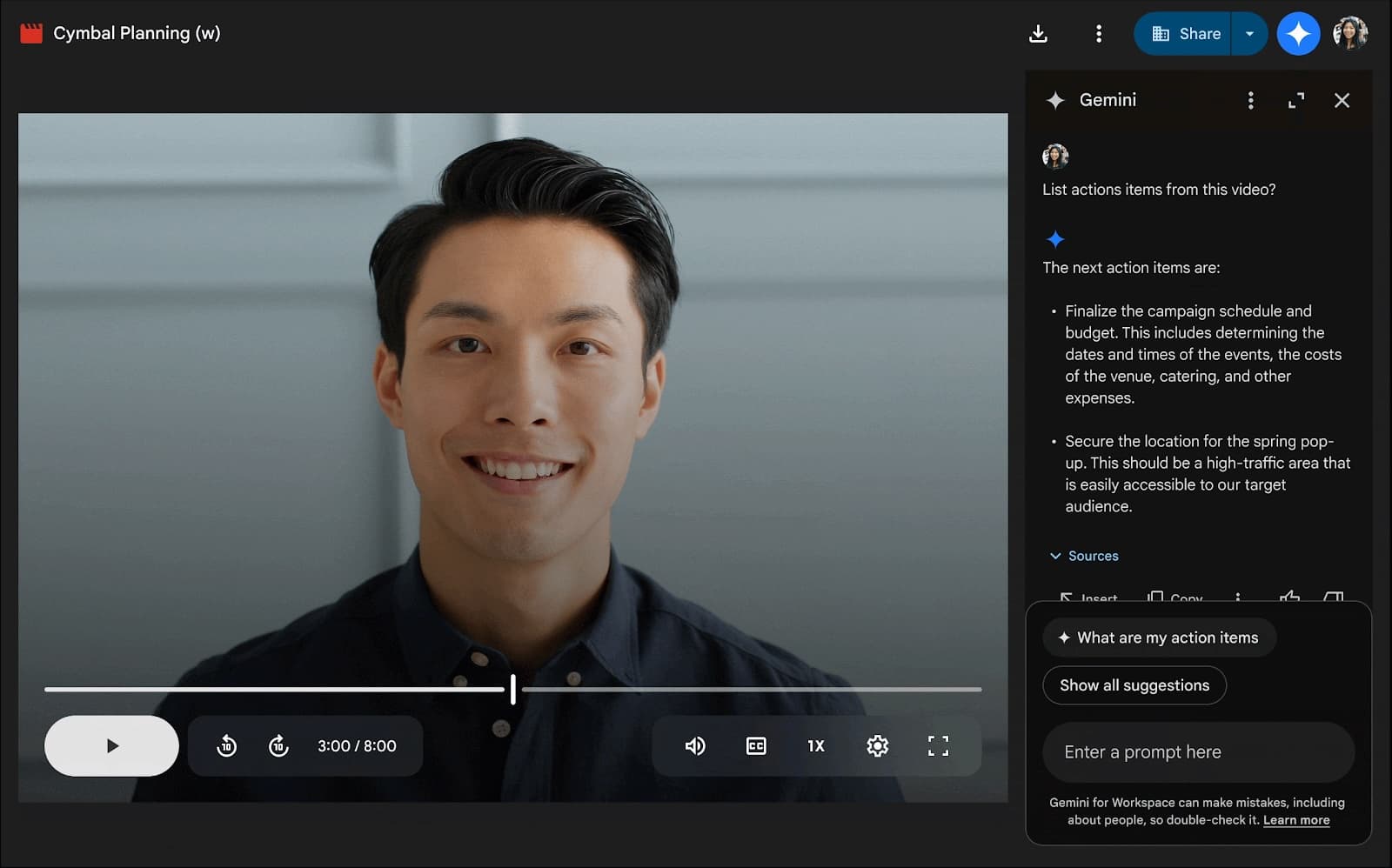 Gemini Google Drive videos
