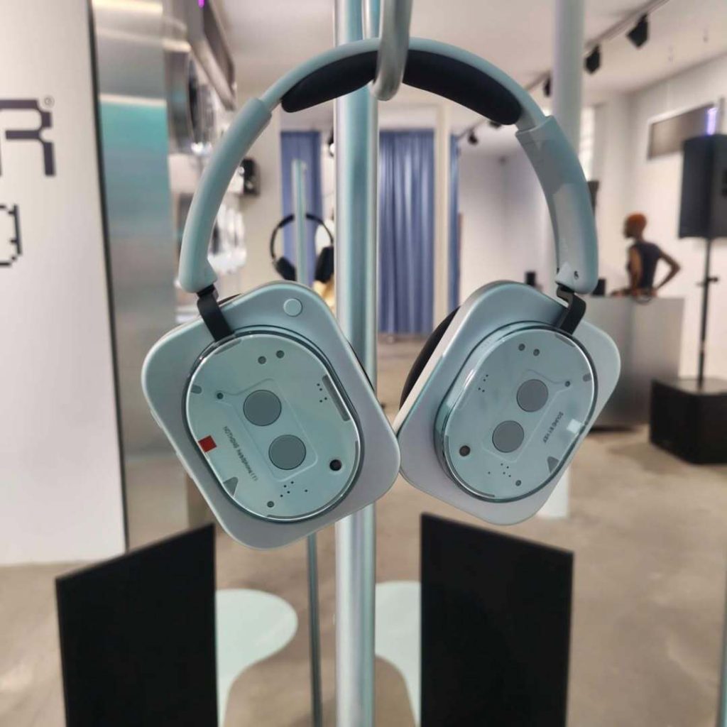 Nothing Headphones (1) with a focus on a single earcup.