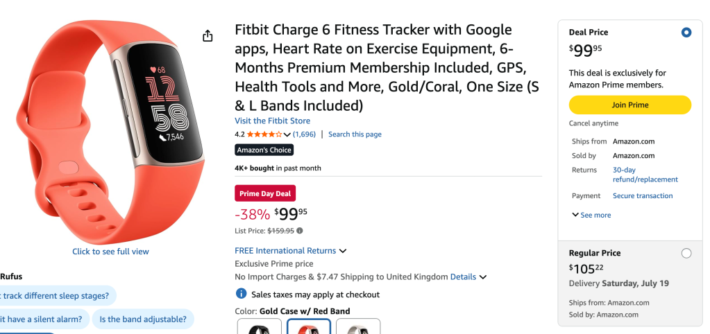 fitbit charge 6 amazon discount