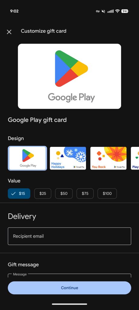 Google Play gift cards